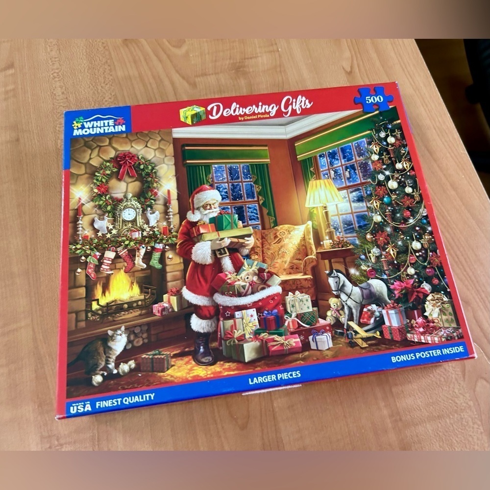 White mountain puzzle Christmas Santa delivering gifts 500 pieces toys complete